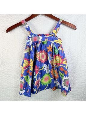 Wonderkids Girls Sleeveless Floral Blue Spring Summer Dress Ruffles Bright 2T